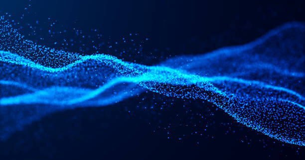 istock Abstract futuristic wavy background. waves of particles and dots.technology background with blue light, digital wave effect, corporate concept 2151222149