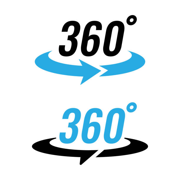360 Degree Icon Vector Design. Scalable to any size. Vector illustration file. 360 degree view stock illustrations