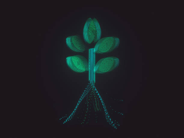 3d rendering. Green tech background.