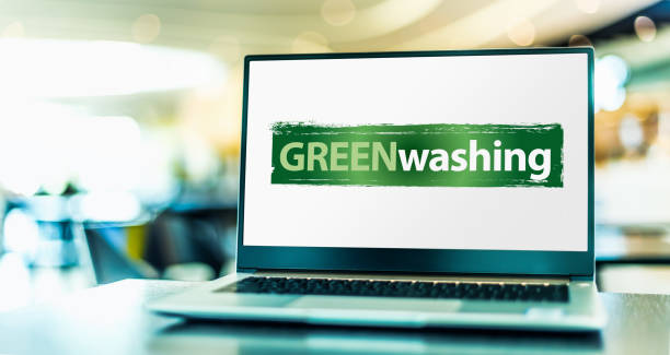 istock Laptop computer displaying the sign of Greenwashing 2151229262