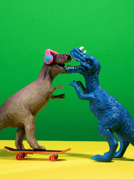 istock Two dinosaurs kissing. Humor couple concept. 2151229436