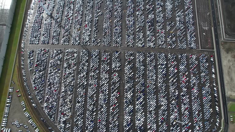 Crowded Parking Lot in Zeebruges Port