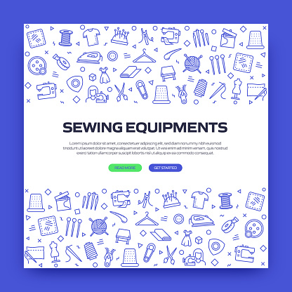 SEWING Related Line Style Banner Design for Web Page, Headline, Brochure, Annual Report and Book Cover