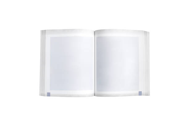 White book with blank paper page on white background , copy space
