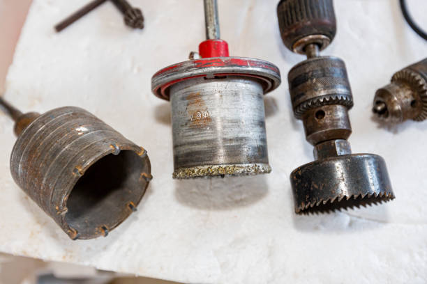 istock Used few inserts of various drilling diameters, saw drill 2151240248