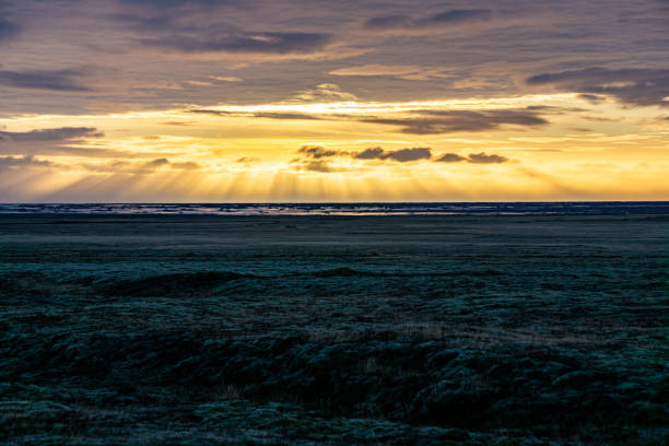 Sunset in Iceland at the beach