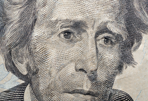 US Currency money Twenty Dollar Bill Andrew Jackson macro image stack