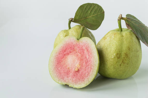 istock Fresh guava cut in half, pink flesh 2151246089