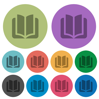 Open book solid darker flat icons on color round background