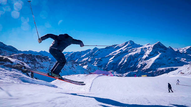 istock Professional ski instructor speed skiing on Italian Alps (Monte Rosa) 2151247934