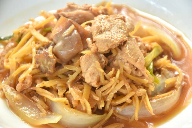 istock stir fried chicken with slice ginger and black ear mushroom 2151260345