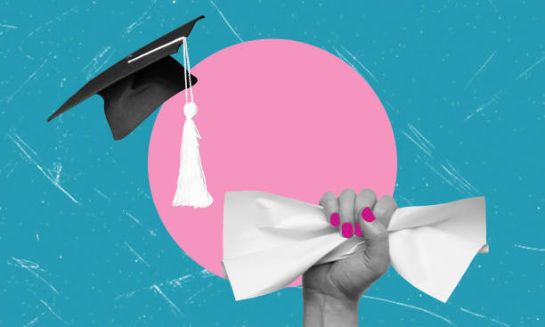 istock Art collage, diploma and graduation cap. 2151262080