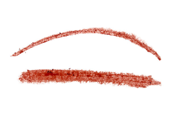 Brown stroke lines drawn with crayon pencil on white background. Clipping path.