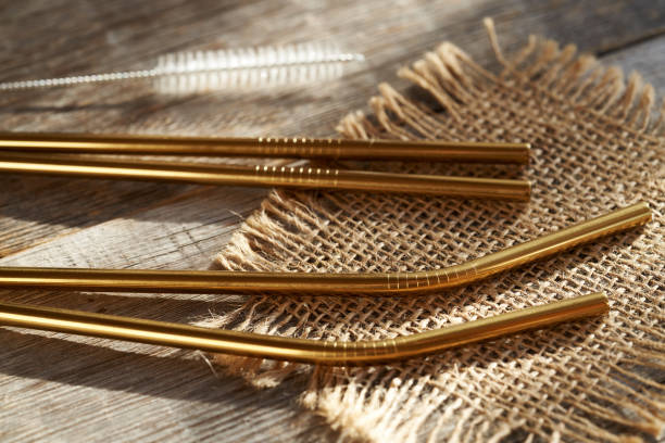 istock Ecological stainless steel straws with a brush 2151266031