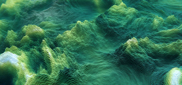Abstract green cubic landscape technology background. Eco concept background