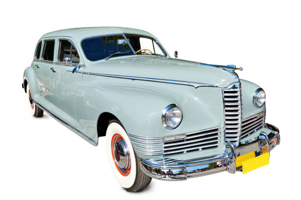 istock Vintage retro old gray car isolated white 2151266705