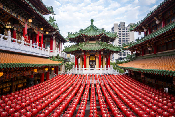 Red lanterns at Sanfong Temple in Kaohsiung, Taiwan