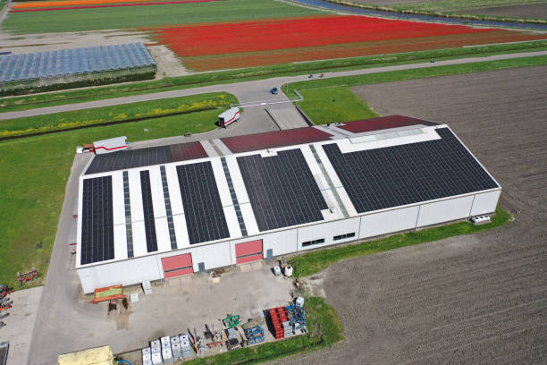 istock Aerial view of modern solar panels 2151270700