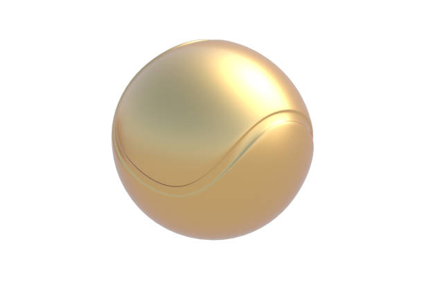 Golden tennis ball isolated on white background. 3d render