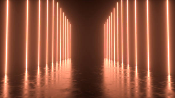 istock Neon lines forming a tunnel in perspective with reflections - 3D Rendering 2151273067