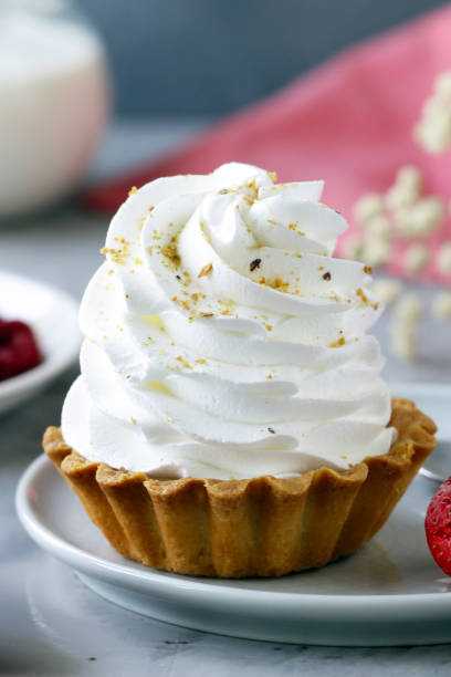 istock mini cake with meringue of shortbread dough for dessert 2151274239