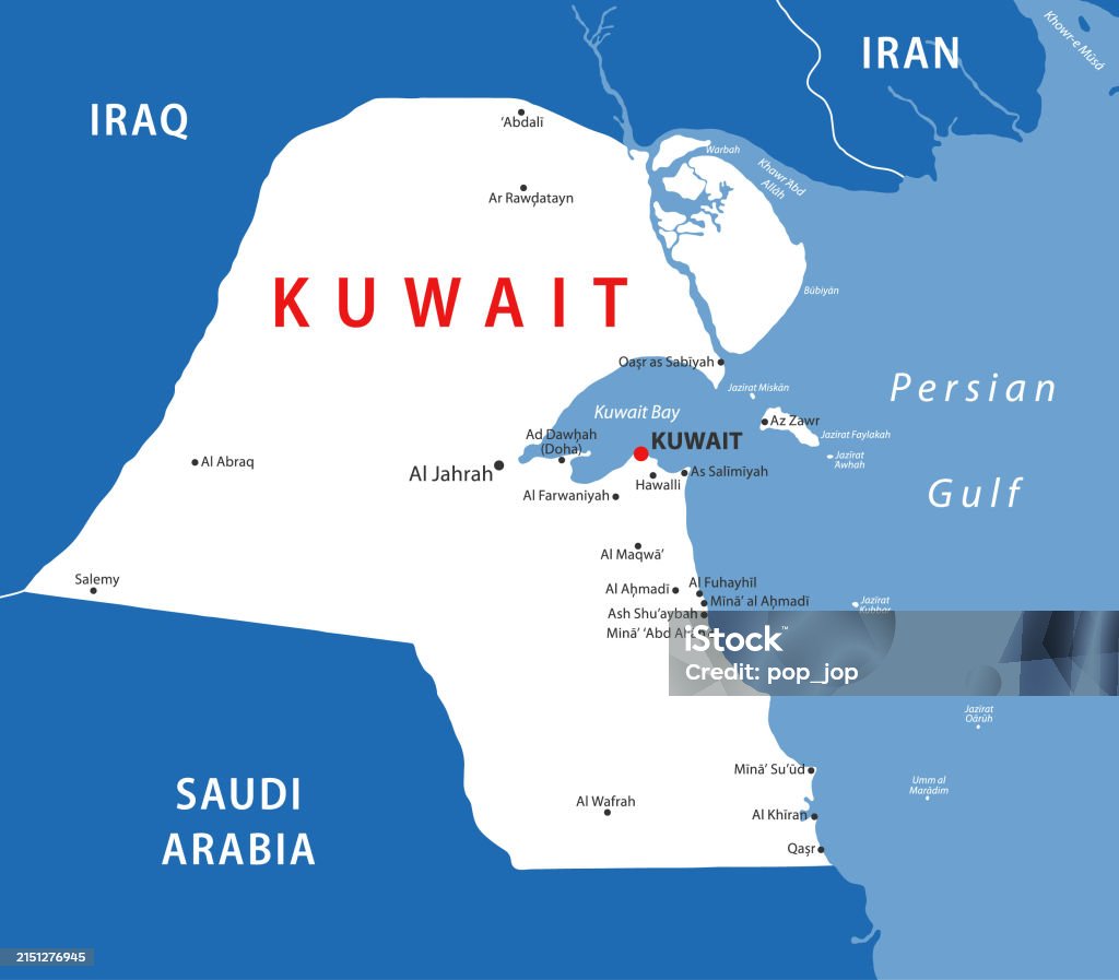 Kuwait Plan Kuwait Map Vector Colored Map Of Kuwait Stock Illustration - Download ...