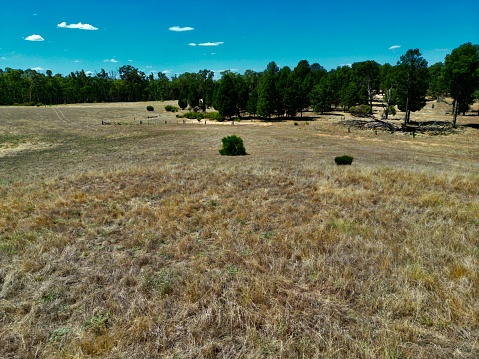 Arial views of dry paddocks in rural Australia