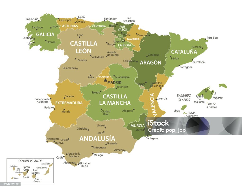 Spain One Color Map Spain Vector Map Color Map Of The Spain Stock Illustration - Download ...