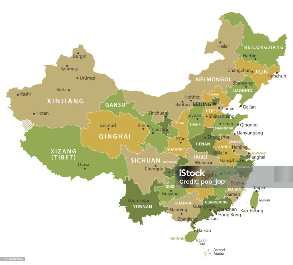 China Map Vector Colored Map Of China Stock Illustration - Download ...
