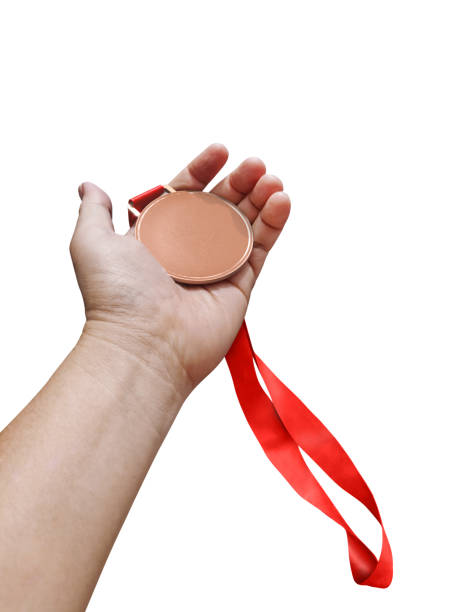 istock Holding a bronze medal  winner  white background 2151282402