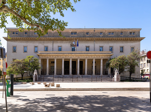 Aix en Provence, Palace of Justice in spring in France
