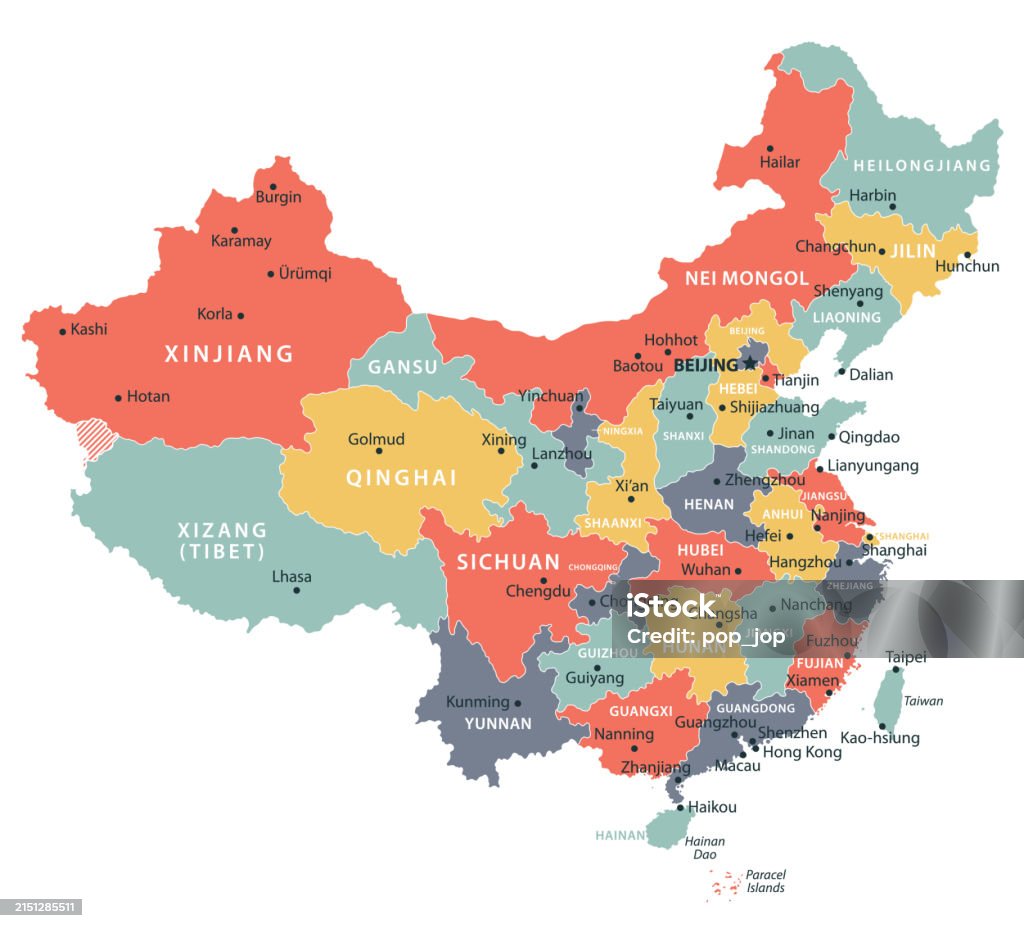China Map With Color China Map Vector Colored Map Of China Stock Illustration - Download ...