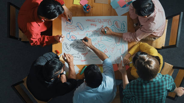 istock Top view of smart business team working together by using mind map. Convocation. 2151285744