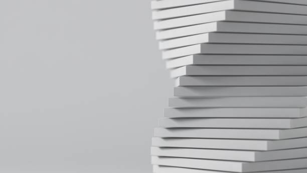 istock Abstract 3D background. Spiral shape made of rectangles against light grey background with shallow depth of field and copy space 2151286081