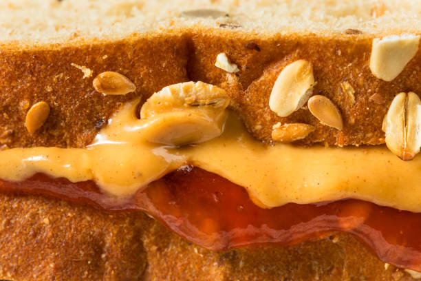 Homemade Peanut Butter and Jelly Sandwich with Whole Wheat Bread