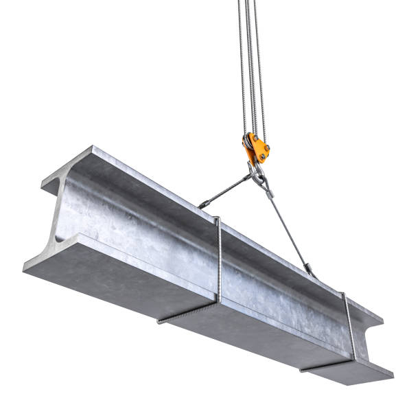 istock Industrial steel beam hoisted by crane cable 2151290374