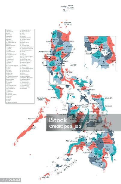Philippine Map Color Code Philippines Map Vector Colored Map Of Philippines Stock Illustration ...