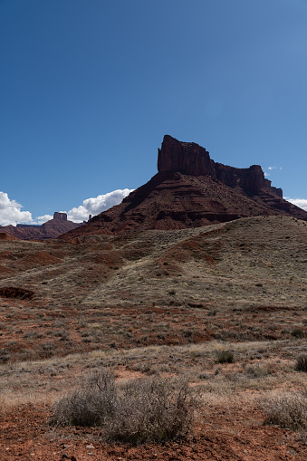 Red cliff and butte landscapes in Utah Castle Valley is a quick and scenic twenty mile drive north of Moab.