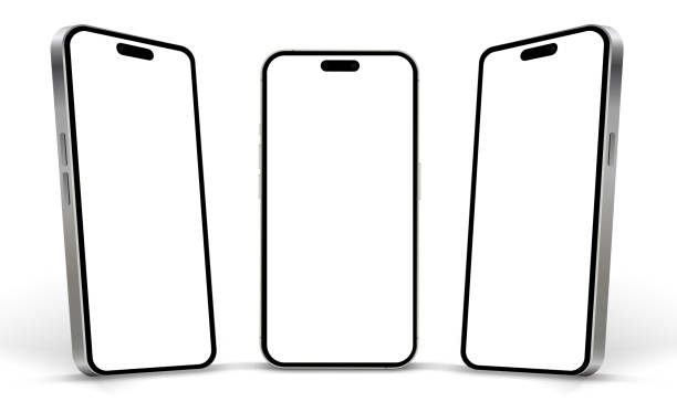 istock 3D realistic high quality smartphone mockup with isolated background. Smart phone mockup collection. Device front view. 3D mobile phone with shadow on white background. 2151295206