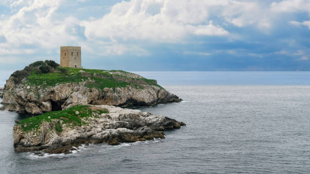 Rinalda tower and Adriatic Sea in the Salento region of Puglia, southern Italy