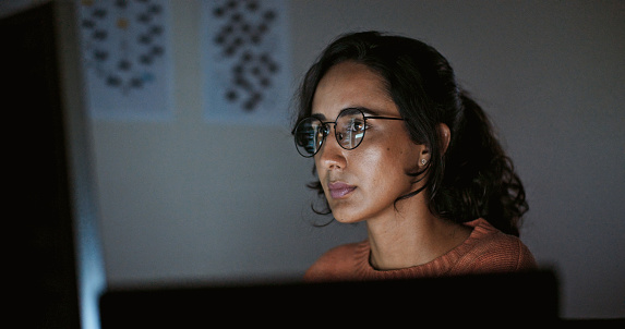 Latin Coder Hispanic Latin American Woman Software Engineer Developer Use Computer ...