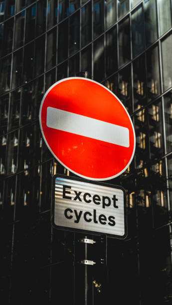 istock Stop sign at Finance district in London 2151297145