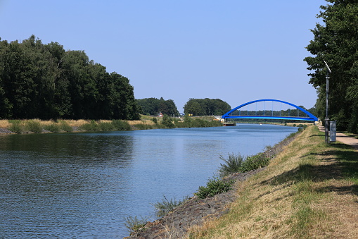 Juli 08, 2023, Senden: View of the Dortmund-Ems Canal near the municipality of Senden in Münsterland