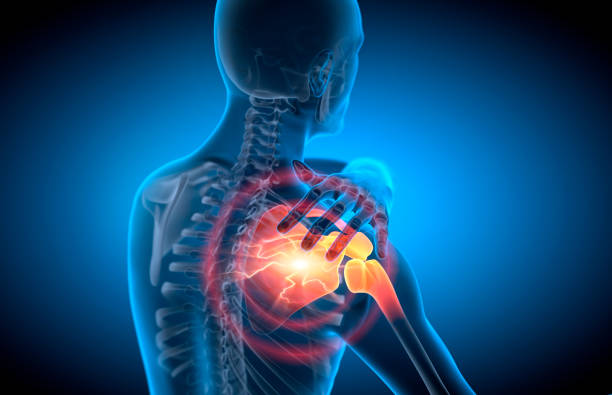 istock Man with painful shoulder illustration 2151303800
