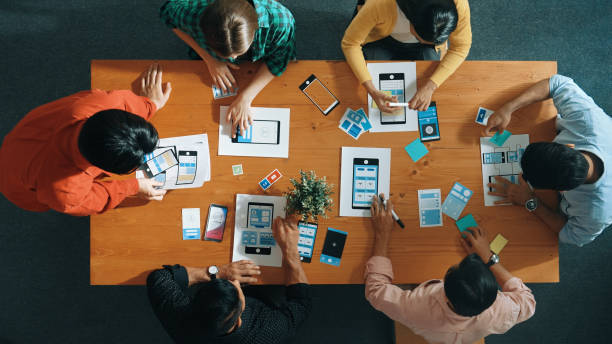 istock Top view of team prepare for brainstorming about Ux Ui design. Convocation. 2151305162