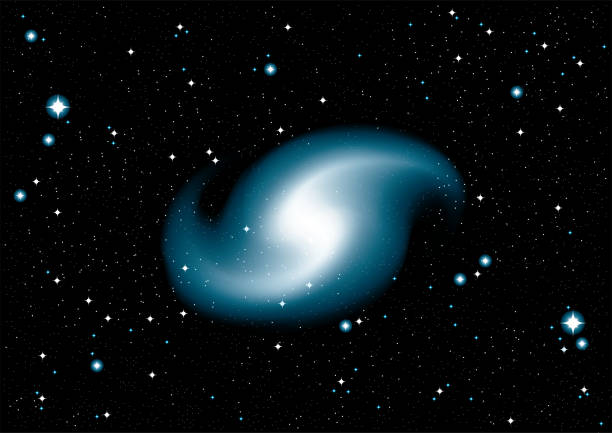 Distant Spiral Galaxy over Star Field Cosmos Vector Illustration of a Distant Spiral Galaxy over a Deep Star Field Cosmos andromeda galaxy stock illustrations