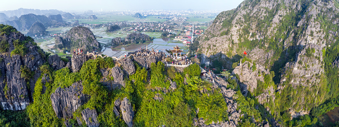 A beautiful view from the top of the mountain at the Hang Mu viewpoint in Ninh Binh, Vietnam