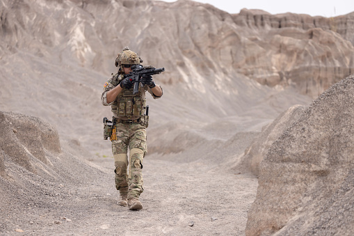 Soldier patrol in afghanistan