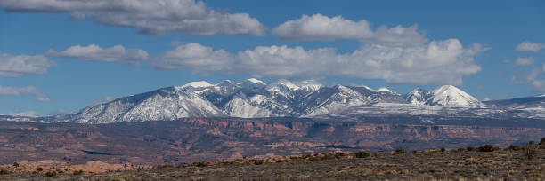 istock Panoramic Landscape views of La Sal Mountains on a Blue sky day in Spring 2151310844