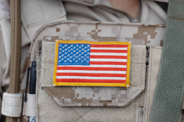 istock U.S. flag badge on military U.S. uniform 2151312461